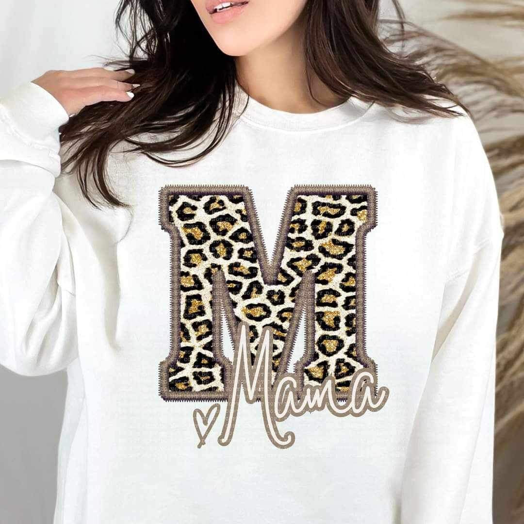 M mama leopard embroidery (ECHT) 19043 DTF TRANSFER