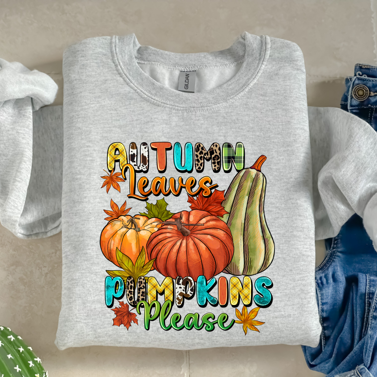 Autumn leaves pumpkins please-38234-DTF transfer