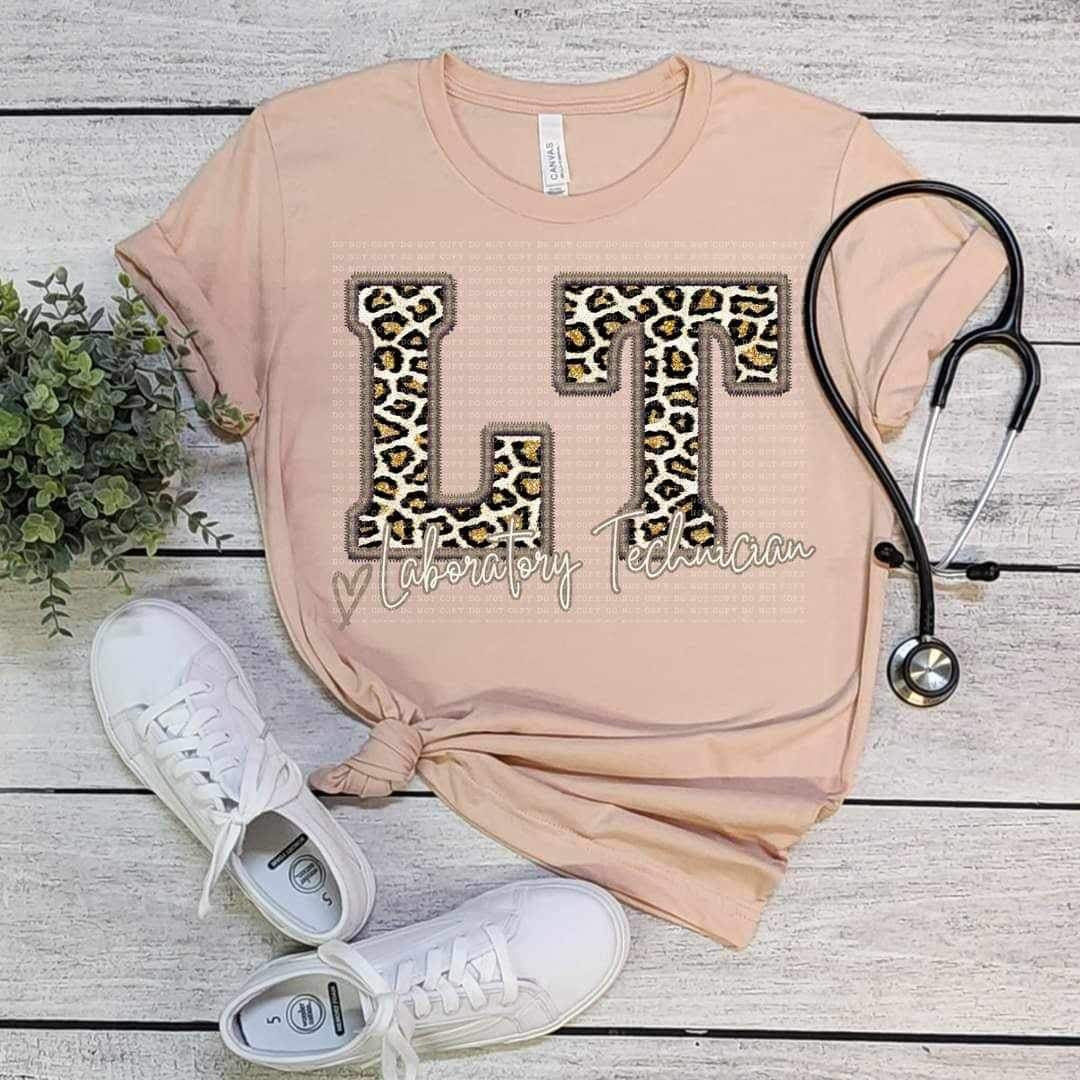 LT laboratory technician leopard embroidery (ECHT) 19034 DTF TRANSFER