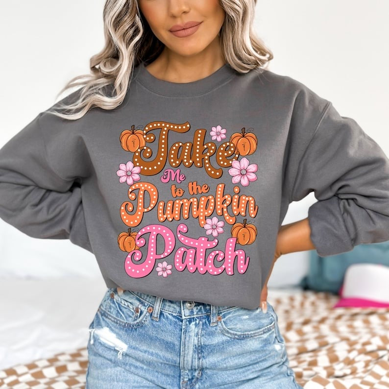 Take me to the pumpkin patch brown and pink 37620 DTF transfer