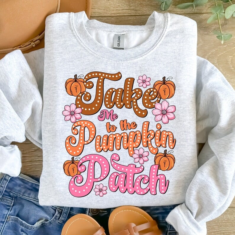 Take me to the pumpkin patch brown and pink 37620 DTF transfer