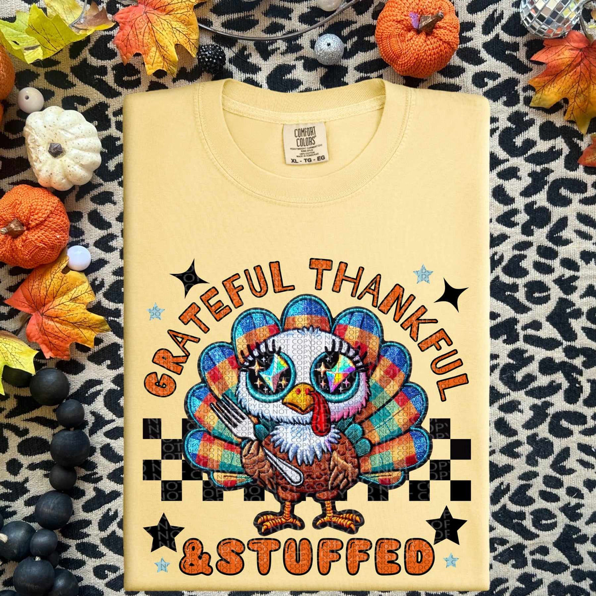 Grateful thankful & stuffed (HW) 60066 DTF transfer