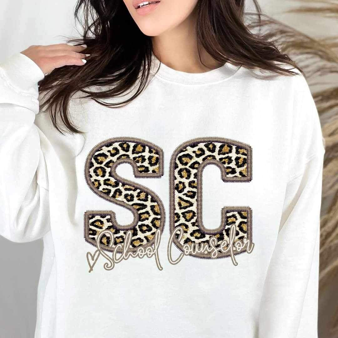 SC school counselor leopard embroidery (ECHT) 19026 DTF TRANSFER