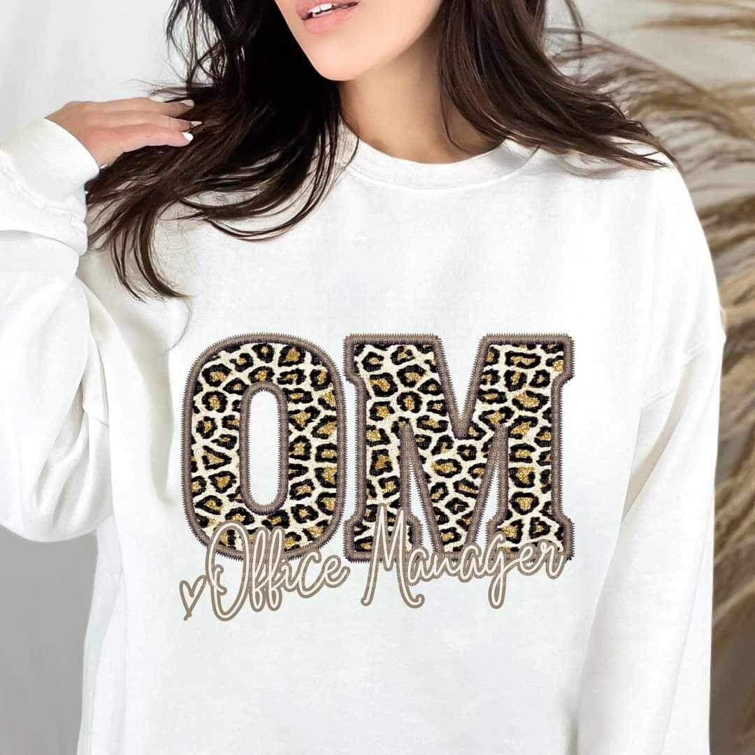 OM office manager leopard embroidery (ECHT) 19023 DTF TRANSFER