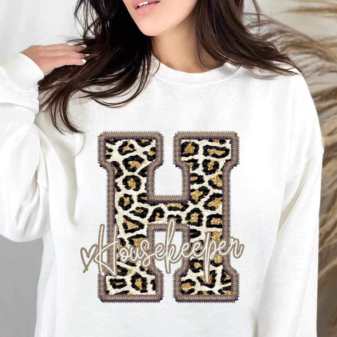 H housekeeper leopard embroidery (ECHT) 19021 DTF TRANSFER