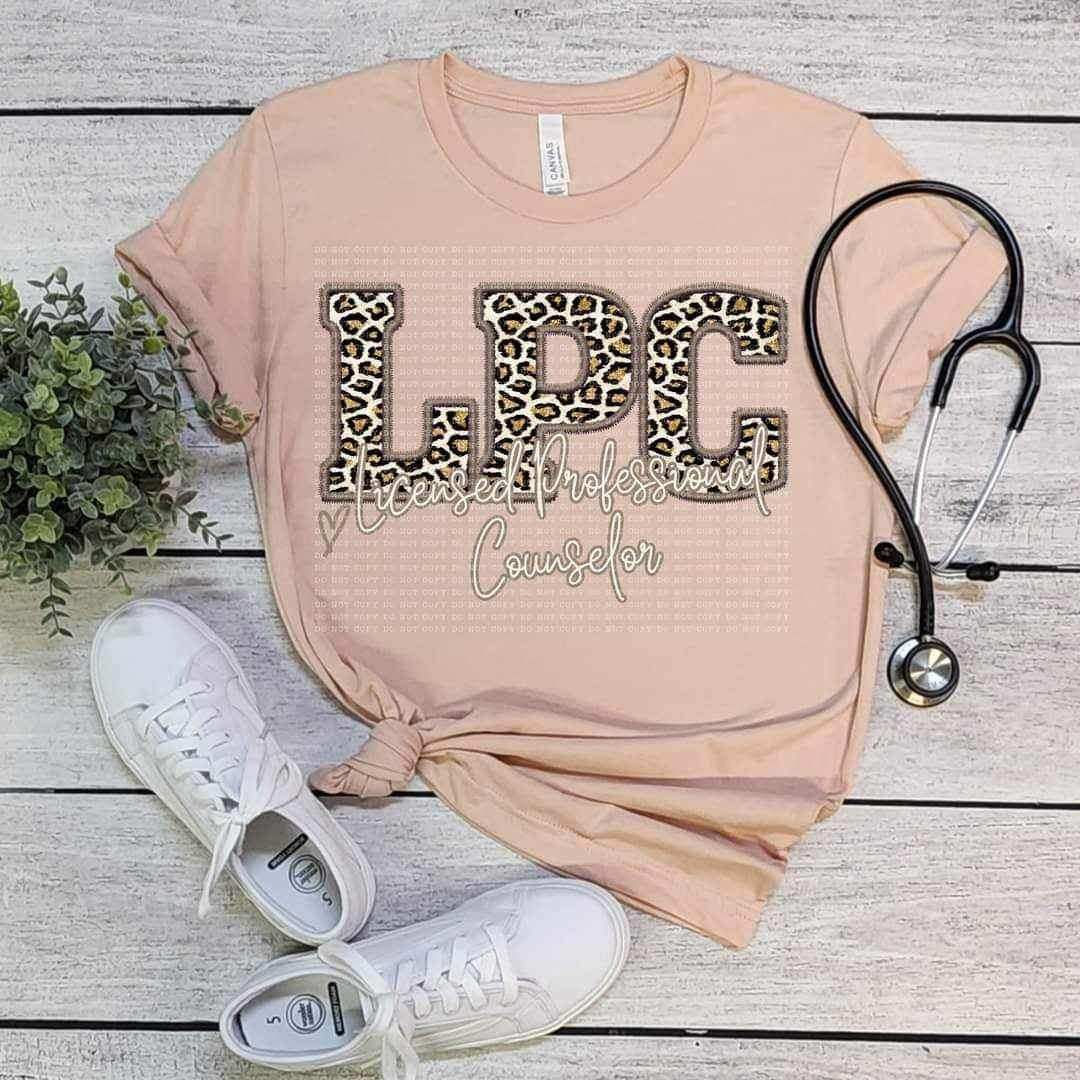 LPC license professional counselor leopard embroidery (ECHT) 19020 DTF TRANSFER