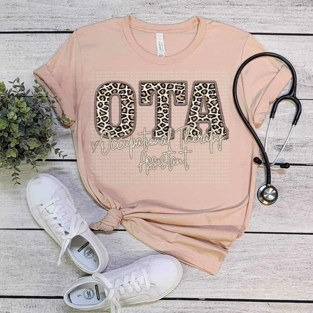 OTA occupational therapist assistant leopard embroidery (ECHT) 19019 DTF TRANSFER