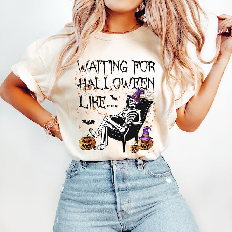 Waiting for halloween like witch skellie 37678 DTF transfer