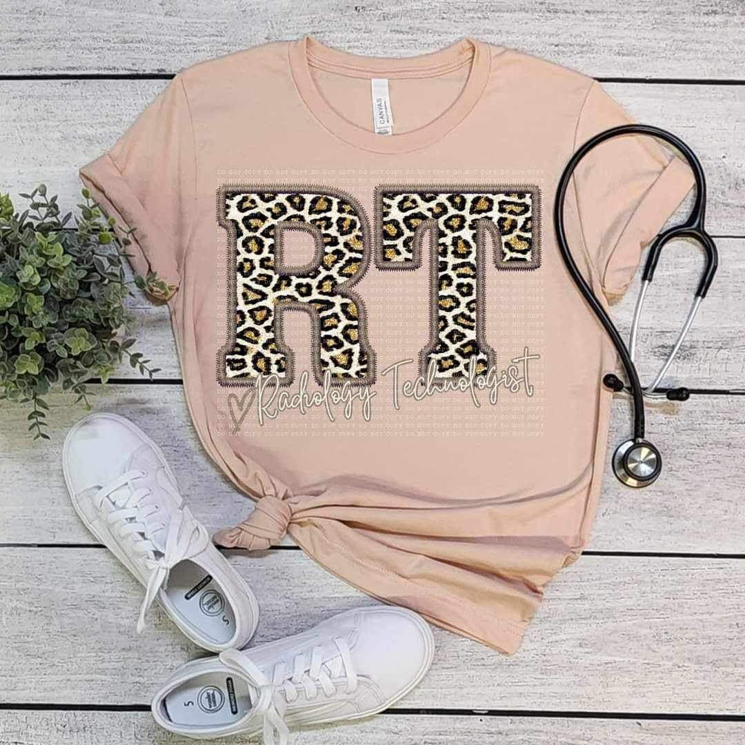 RT radiology technologist leopard embroidery (ECHT) 19006 DTF TRANSFERir