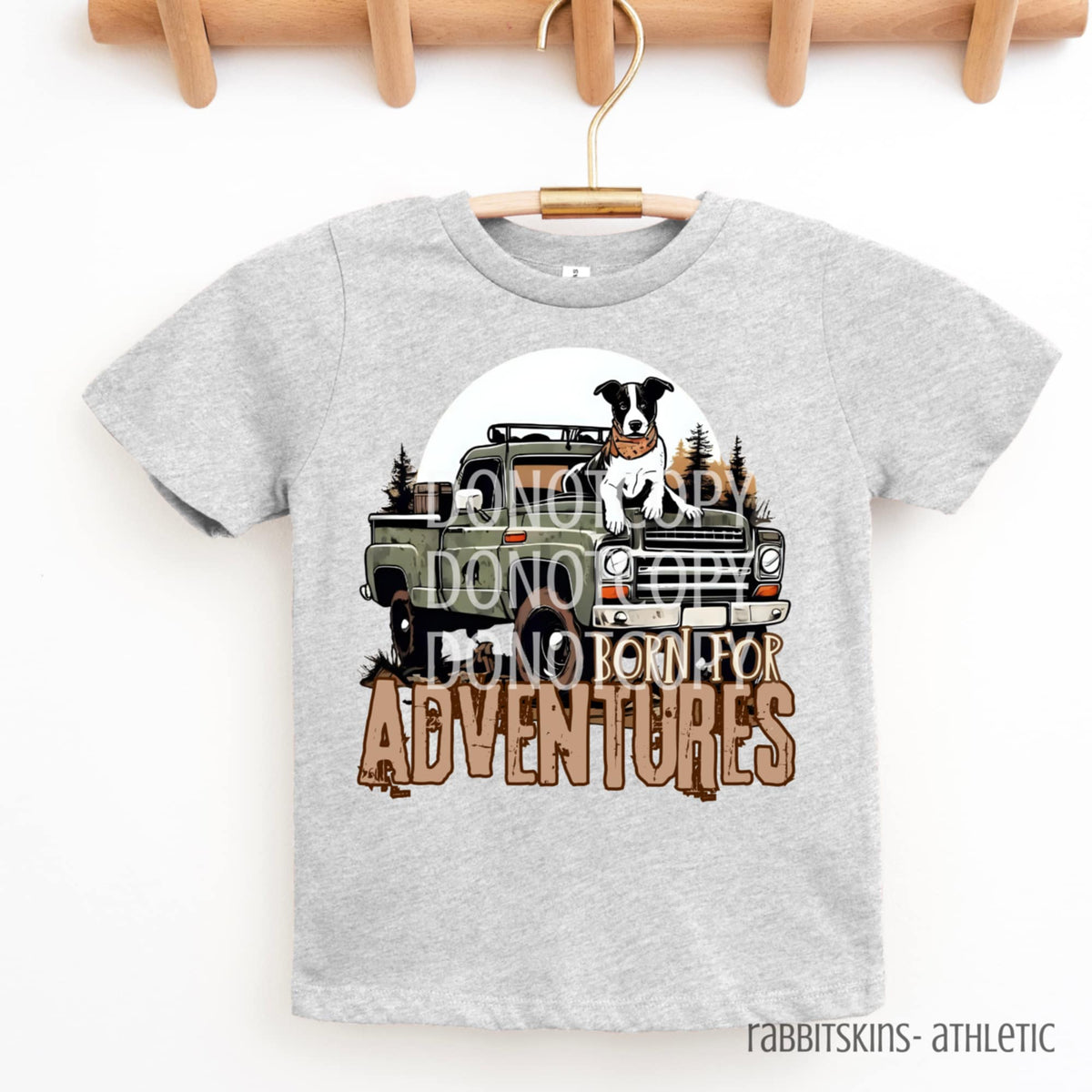 Born For Adventures Dog and green truck CSG DTF transfer