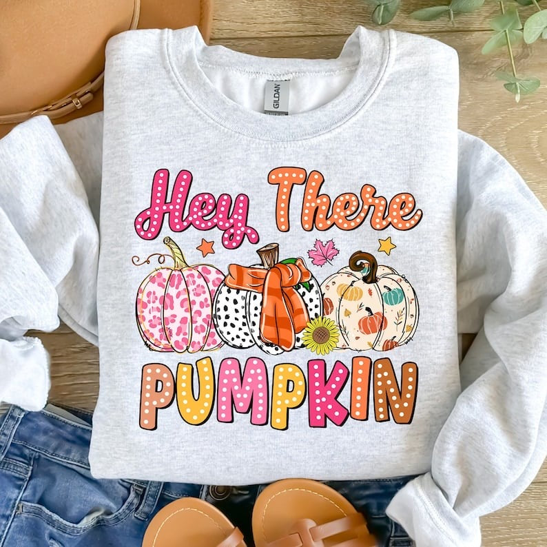 Hey there pumpkin brown yellow pink 37615 DTF transfer