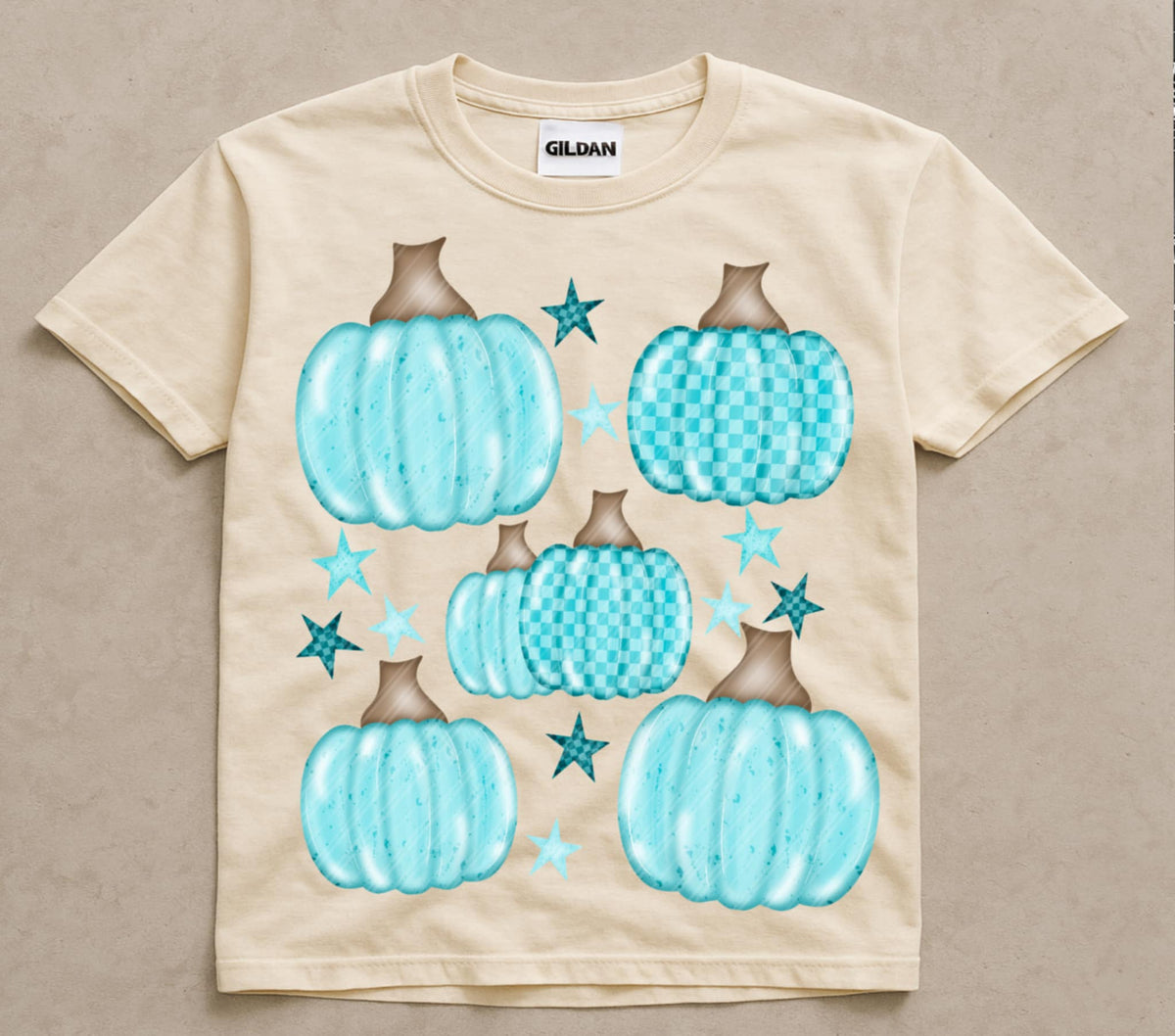 Blue Pumpkins with stars (Linda) DTF transfer