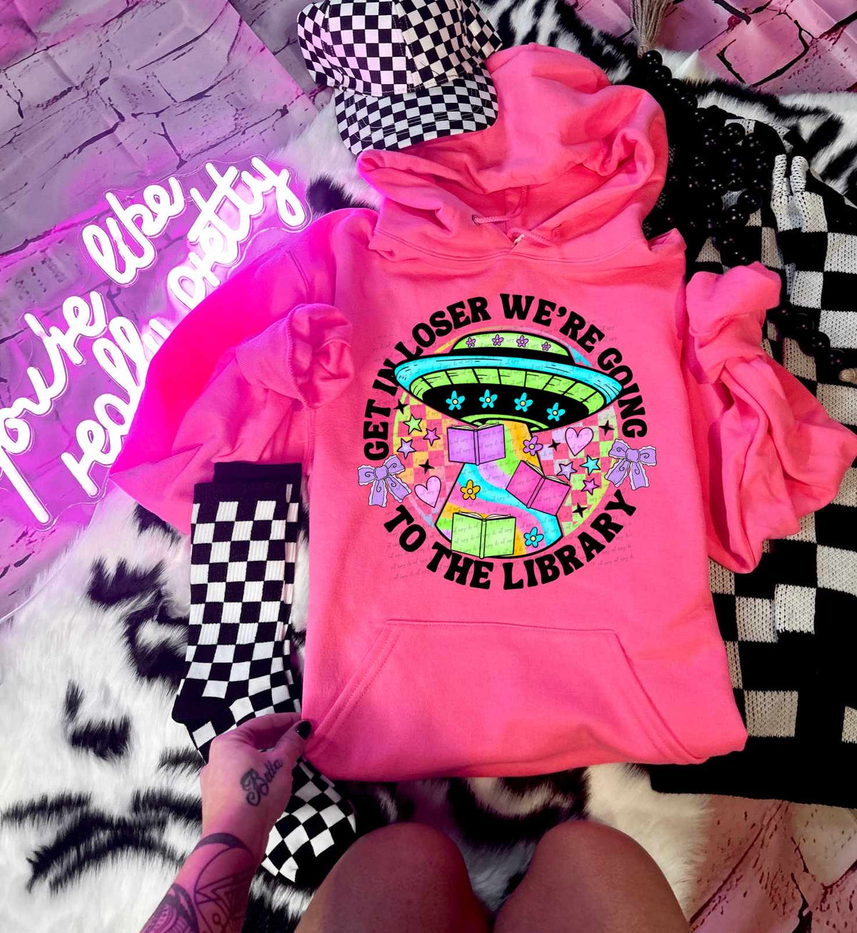 Get in losers we’re going to the library UFO 27486 DTF transfer