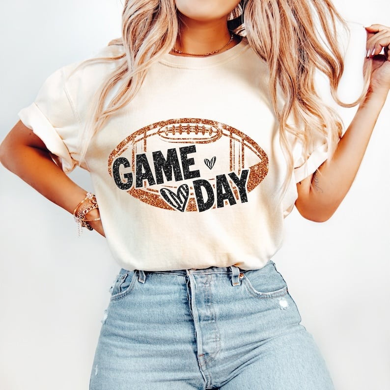 Game day glitter football 37740 DTF transfer