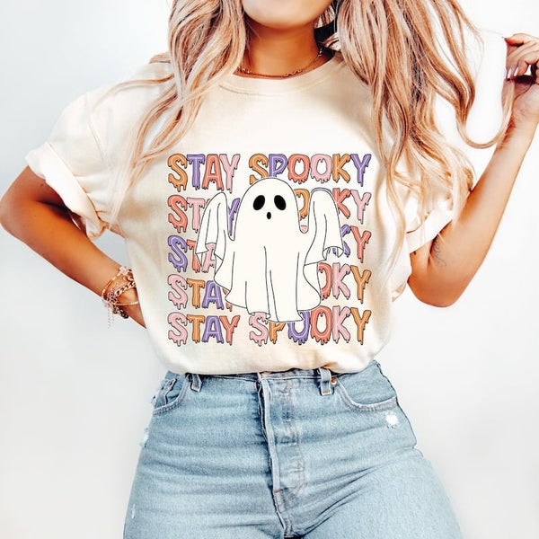 Stay spooky stacked pastel with ghost 37668 DTF transfer