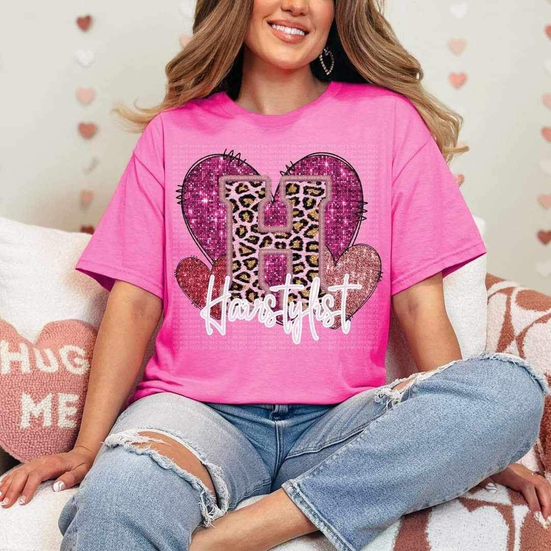 H hairstylist sequin hearts (ECHT) 17933 DTF TRANSFER