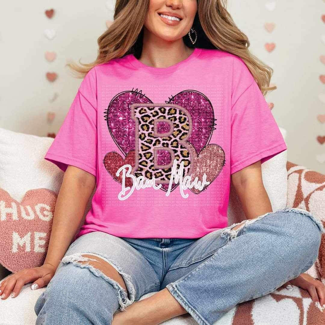 B bam maw sequin hearts (ECHT) 17926 DTF TRANSFER