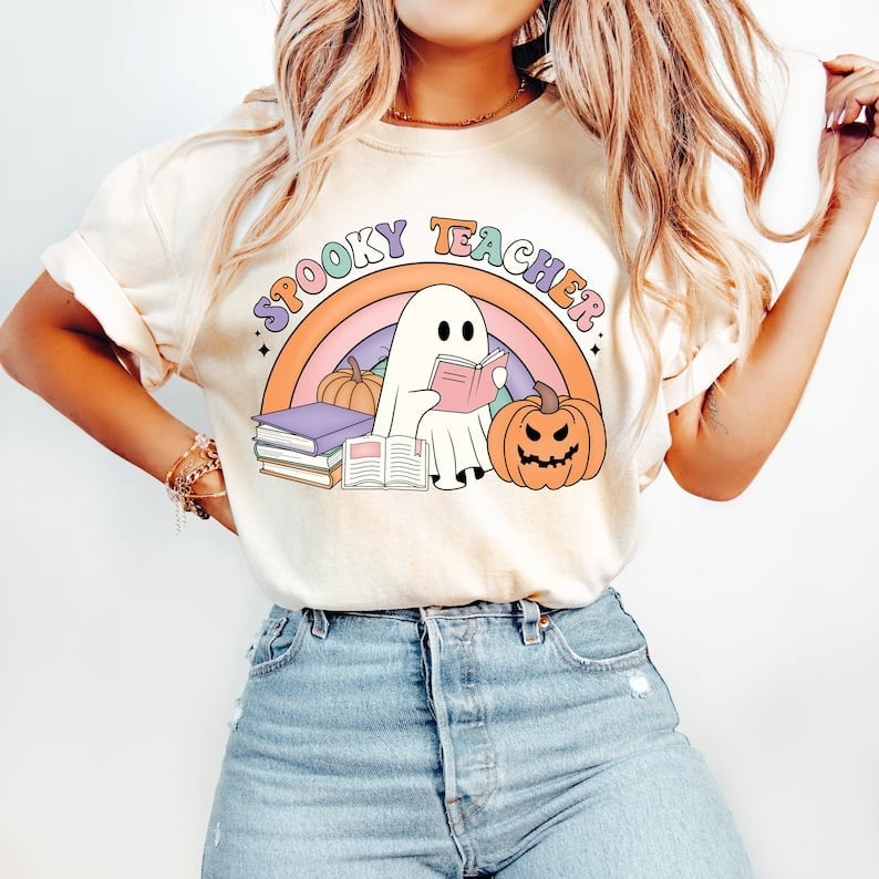 Spooky teacher ghost pastel font 37665 DTF transfer