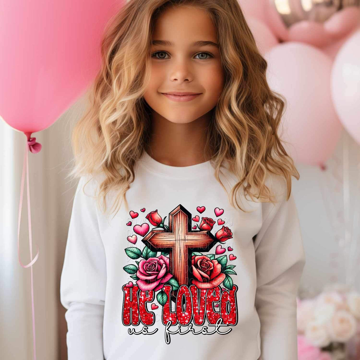 He loved us first cross and roses 19070 DTF TRANSFER