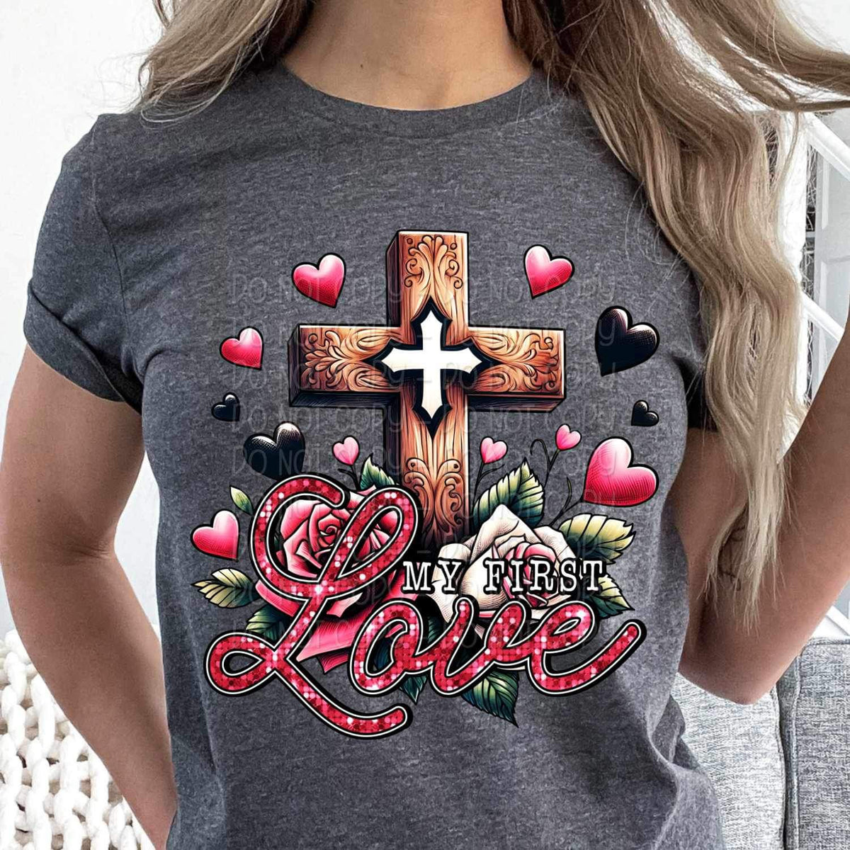 My first crush cross and hearts 19072 DTF TRANSFER