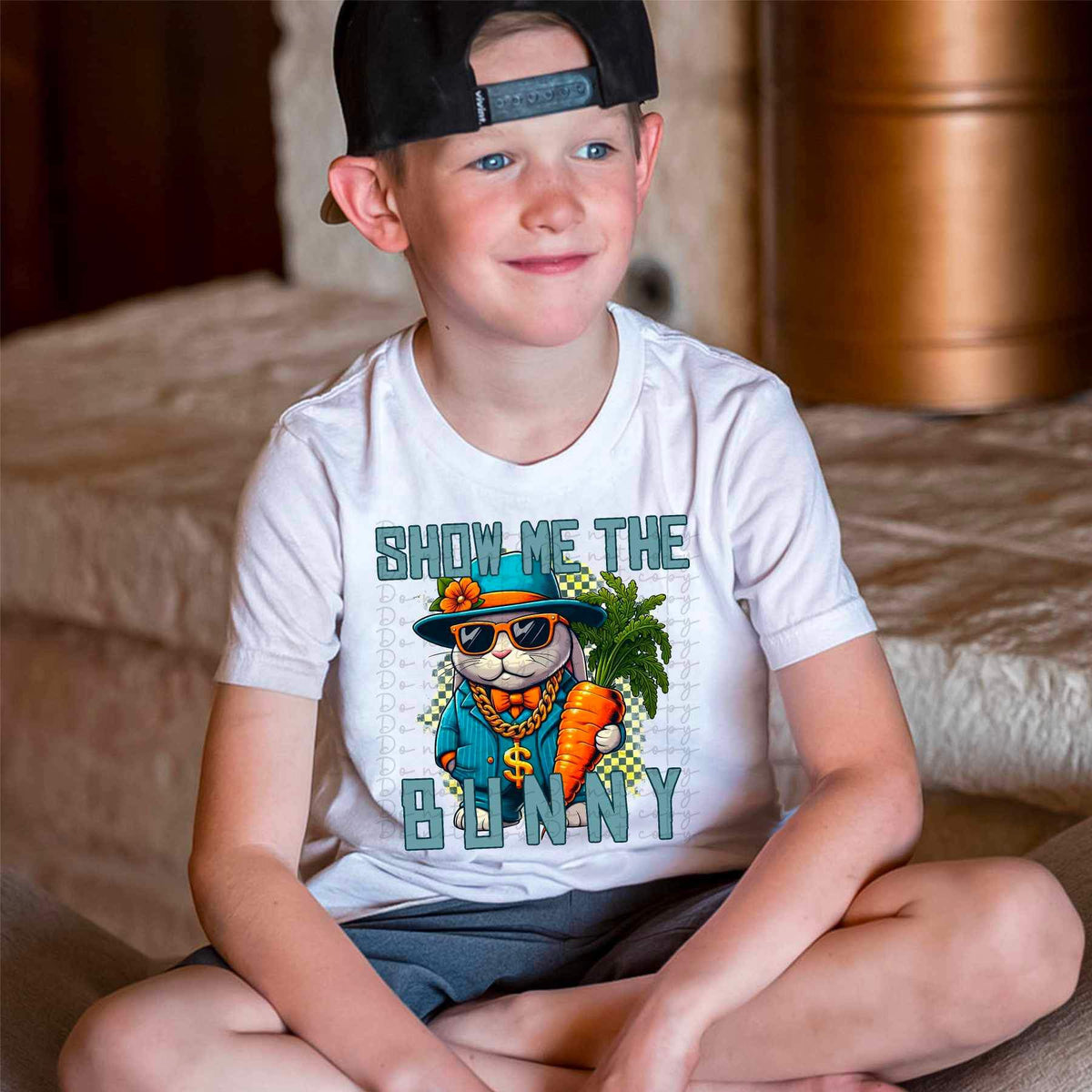 Show me the bunny rabbit with carrot 19056 DTF TRANSFER