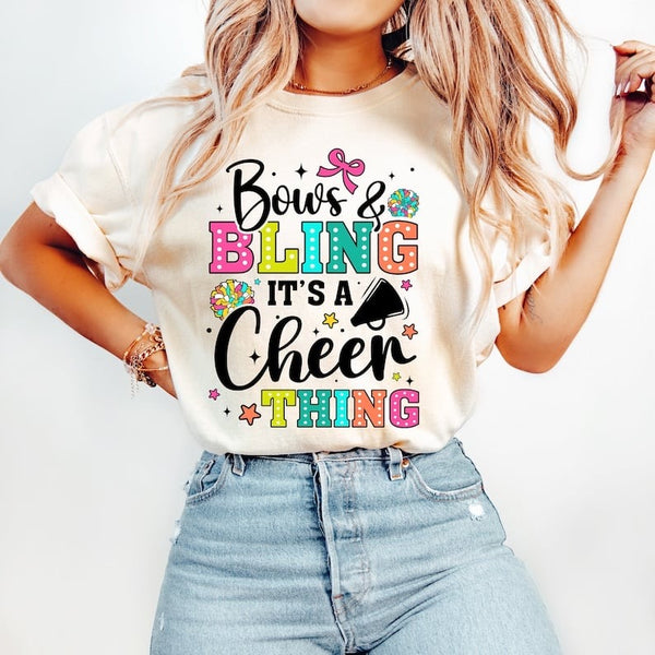 Bows & bling it’s a cheer thing colorful and black 37731 DTF transfer