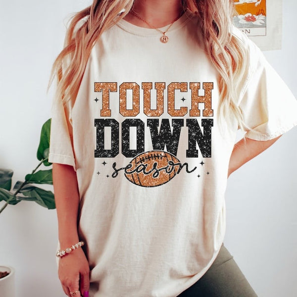 Touchdown brown and black glitter font 37730 DTF transfer