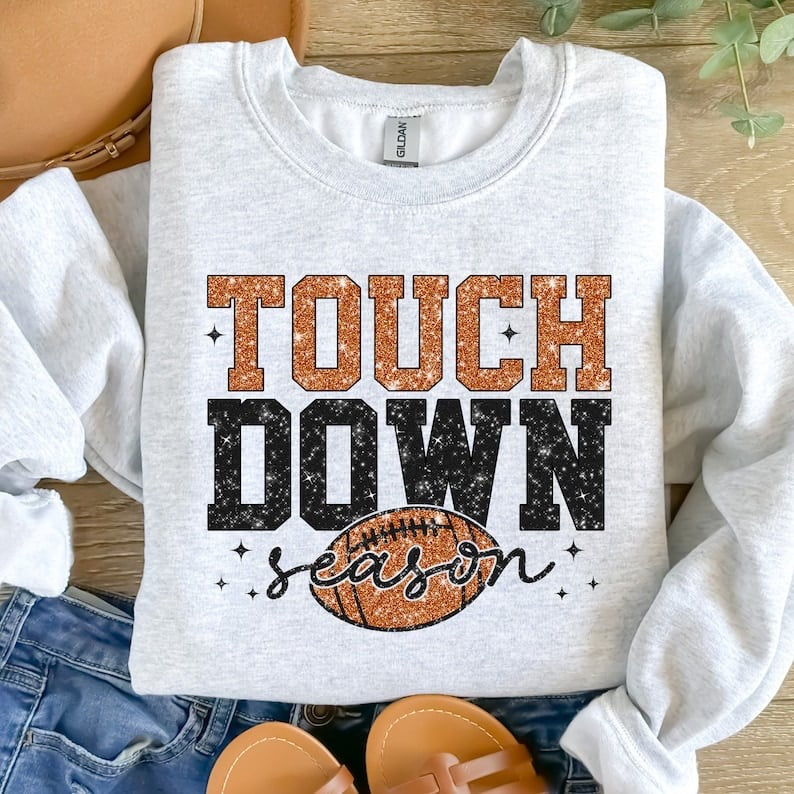Touchdown brown and black glitter font 37730 DTF transfer