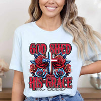 God shed his grace on thee patriotic cross and roses 27500 DTF transfer