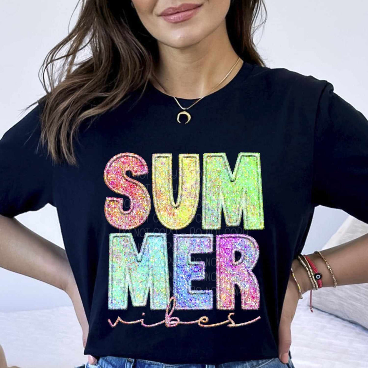 Summer vibes colorful sequin 27506 DTF transfer