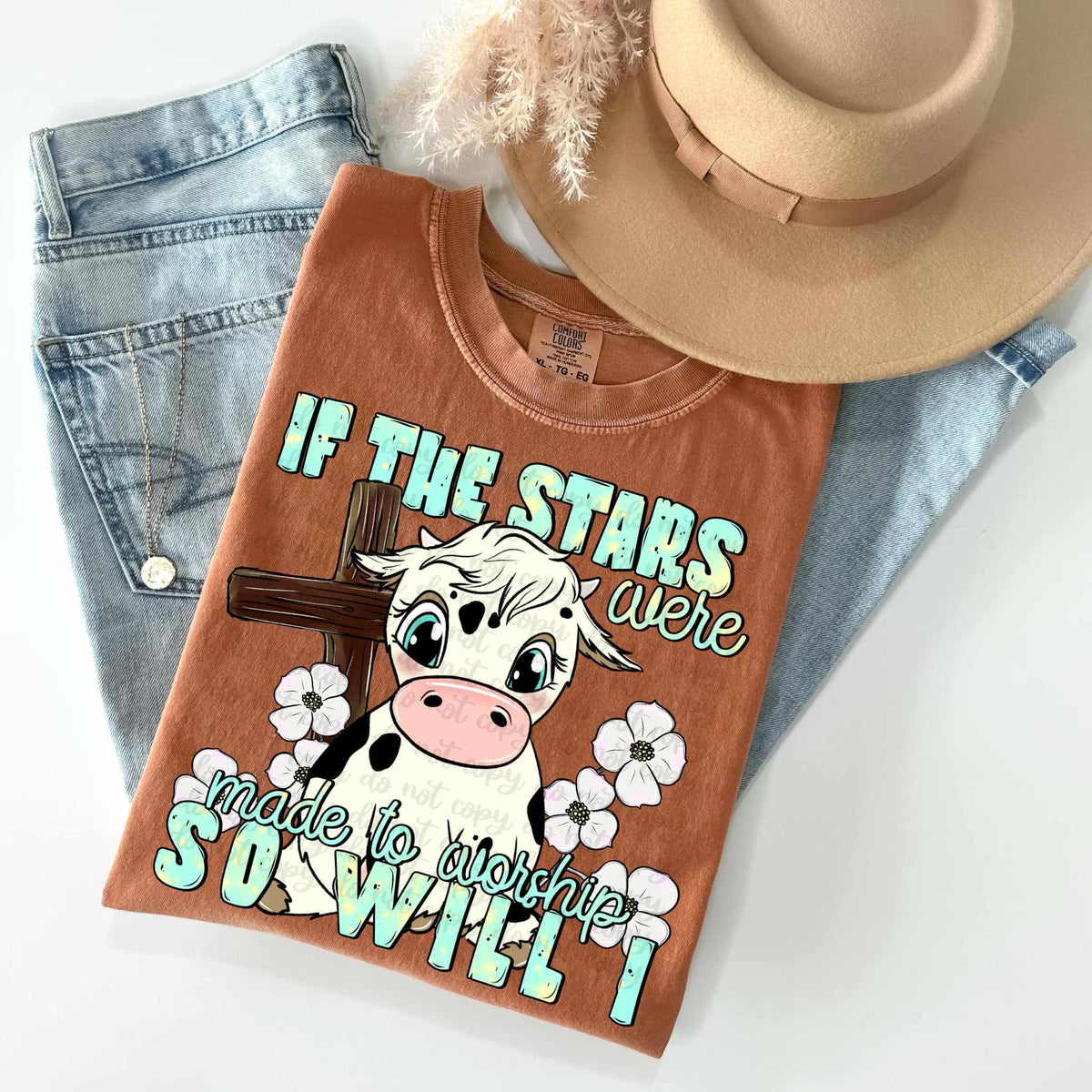 If the stars were made to worship so will I cow 60168 DTF transfer