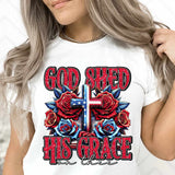 God shed his grace on thee patriotic cross and roses 27500 DTF transfer