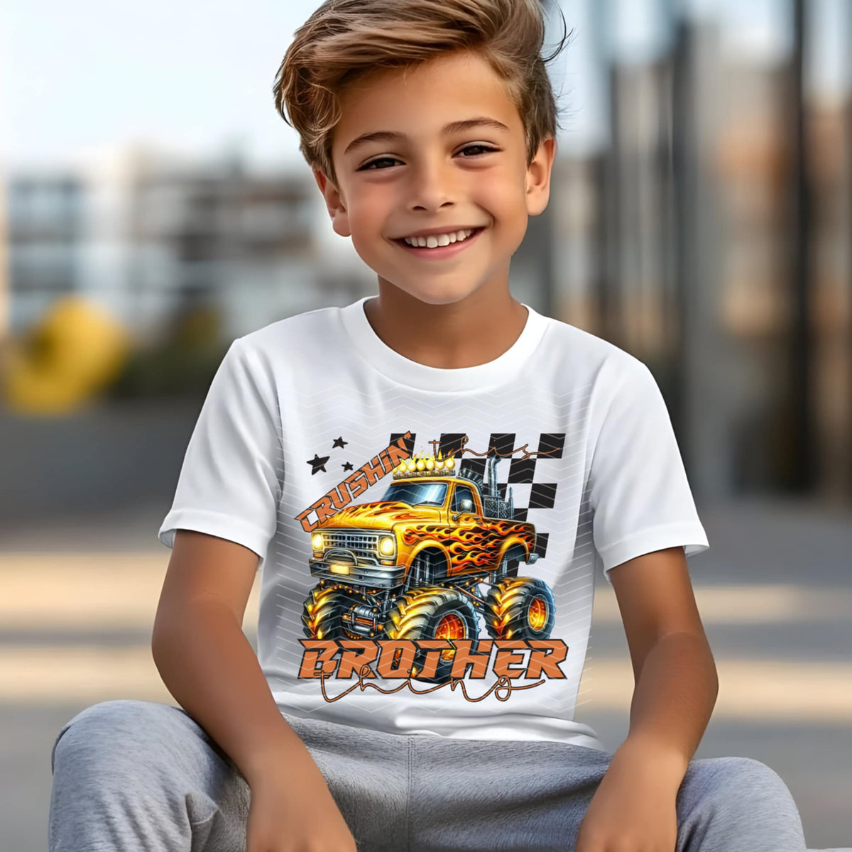 Crushin brother Things fire monster truck 111566 DTF transfer