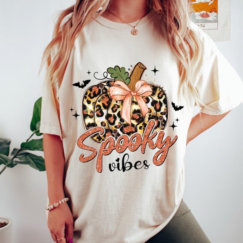 Spooky vibes leopard pumpkin 37661 DTF transfer