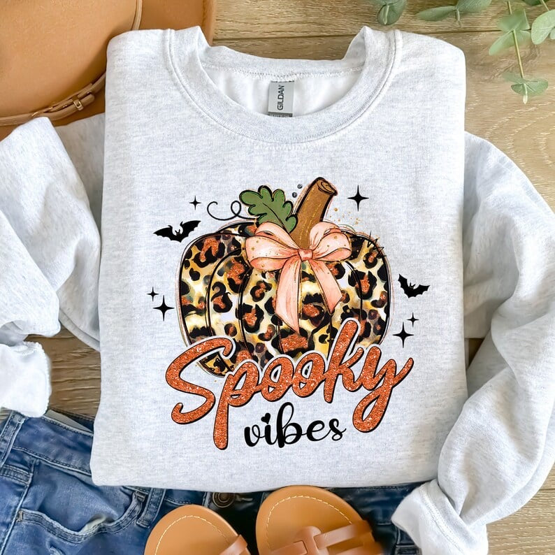 Spooky vibes leopard pumpkin 37661 DTF transfer