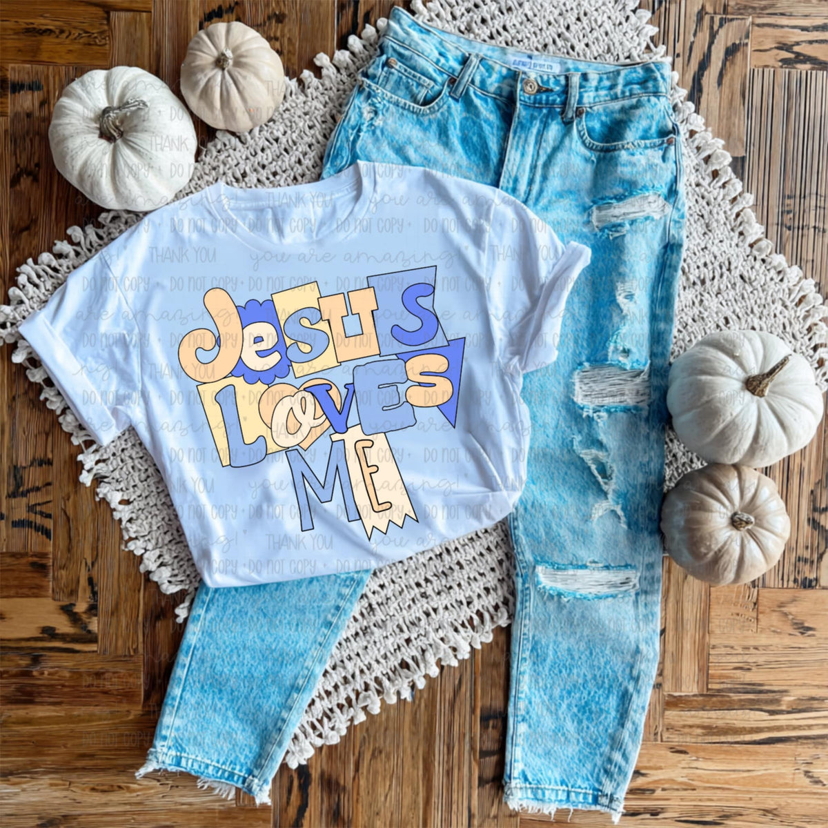 Jesus Loves Me blue 111561 DTF transfer