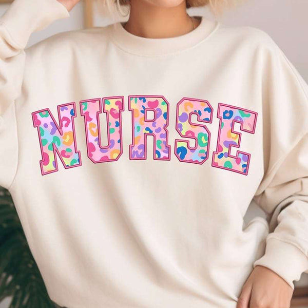nurse colorful leopard embroidery 27547 DTF transfer