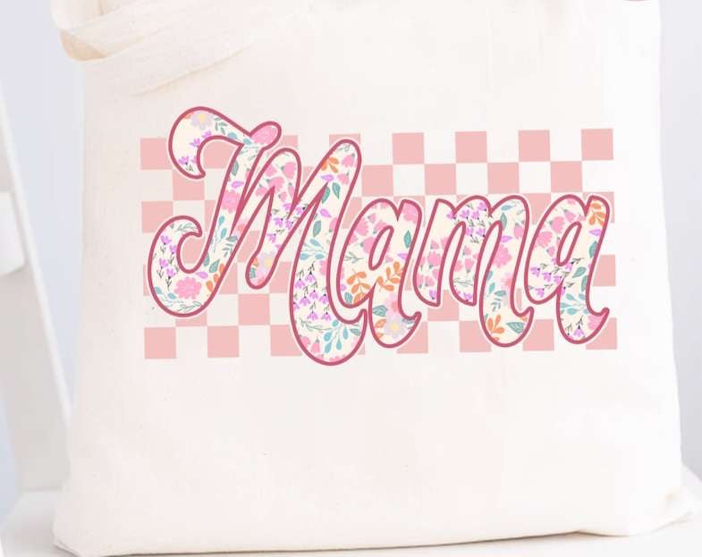 Mama floral checkered background 27521 DTF transfer