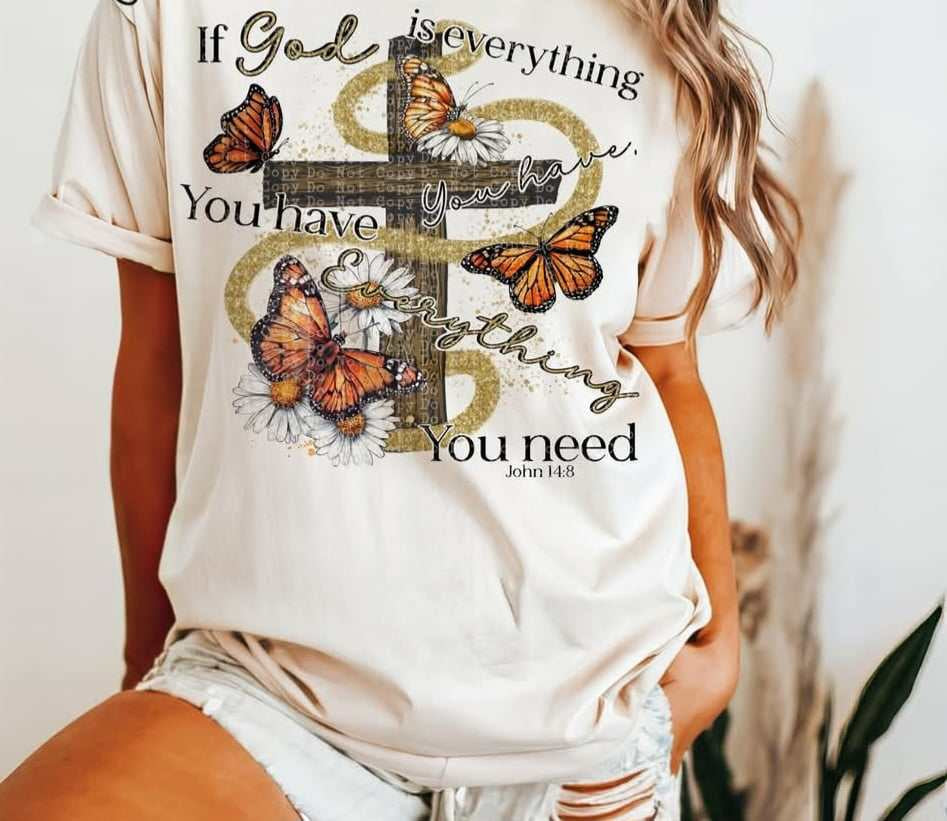 If god is everything you have you have everything you need cross (CSTAGE) 75191 DTF transfer