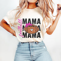 Football mama stacked pink bow 37726 DTF transfer