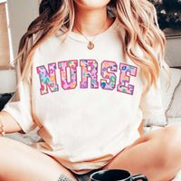 nurse colorful leopard embroidery 27547 DTF transfer