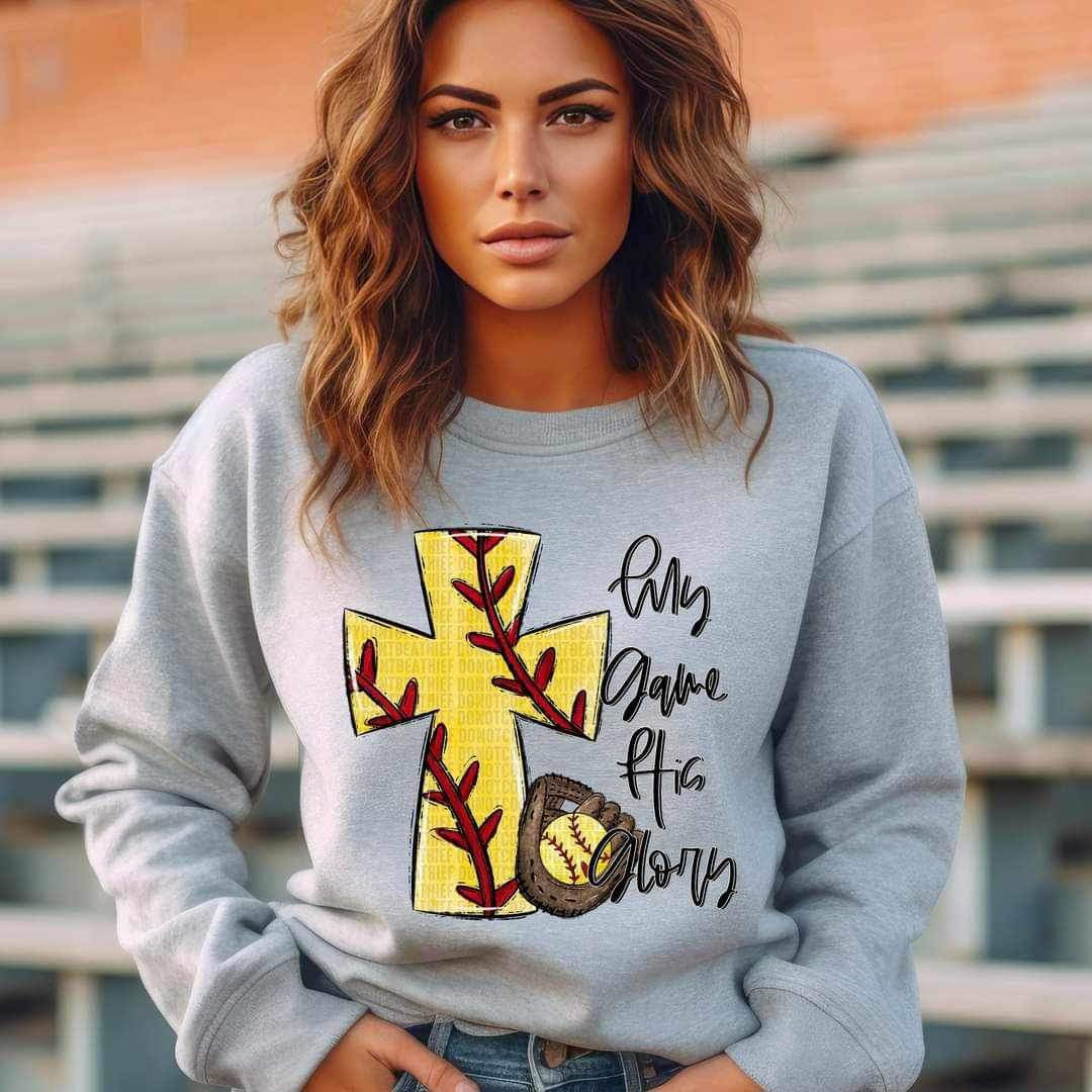 My game his glory softball cross 19090 DTF TRANSFER