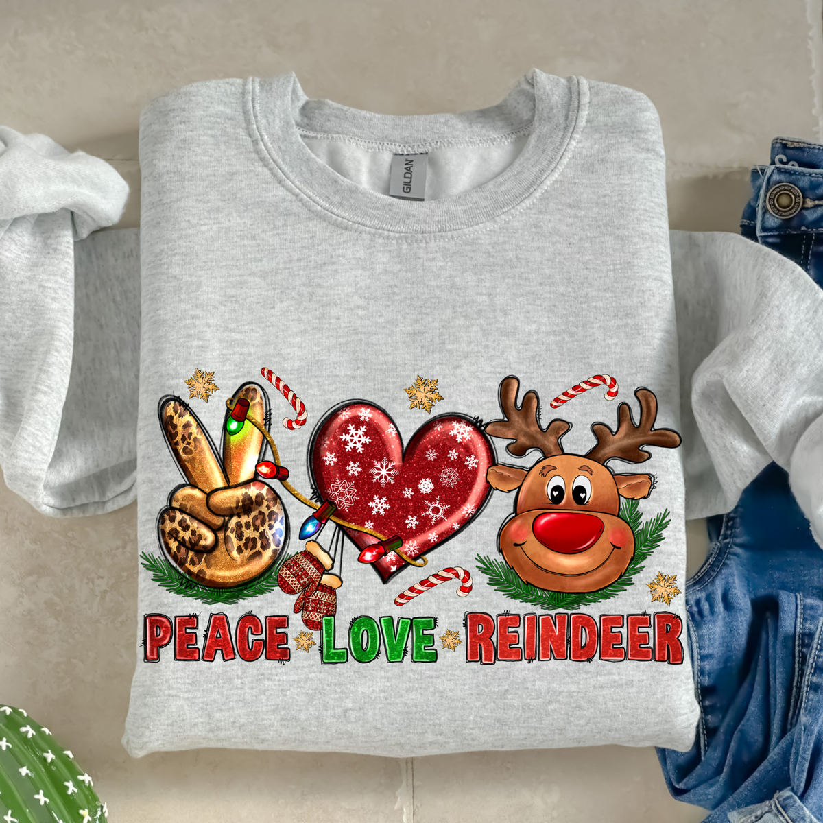 Peace Love Reindeer-38506-DTF transfer