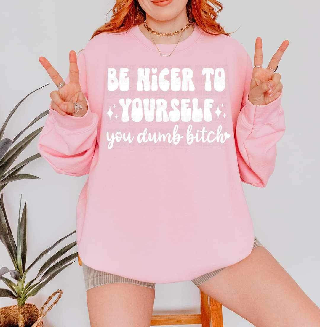 Be nicer to yourself you dumb bitch WHITE (LYTTLE) 19107 DTF TRANSFER