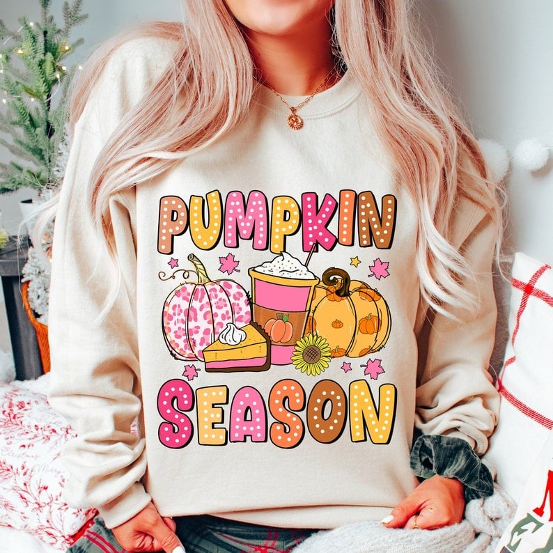 Pumpkin season yellow and pink 37602 DTF transfer