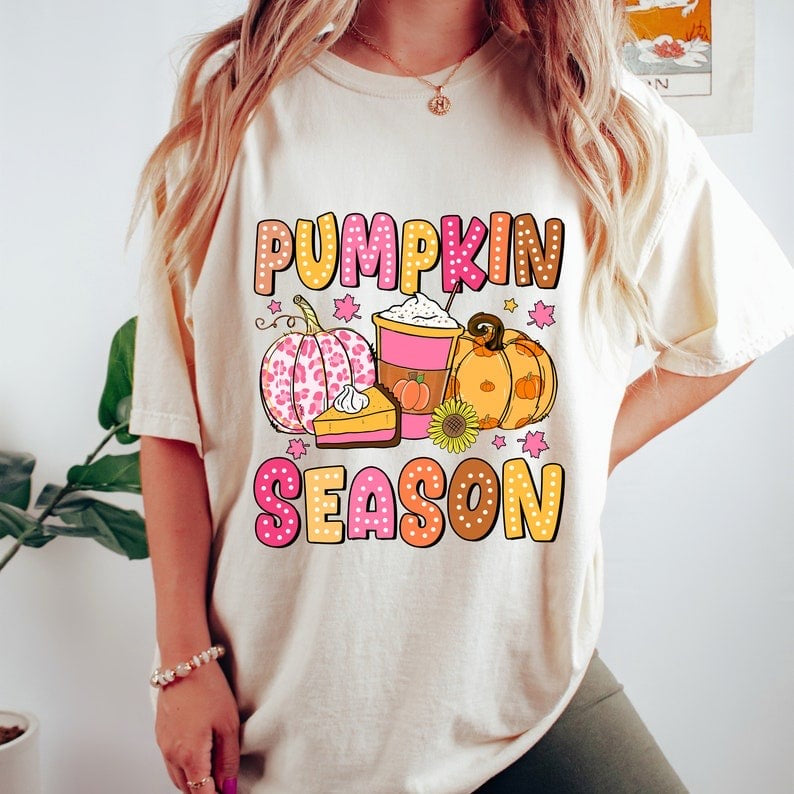 Pumpkin season yellow and pink 37602 DTF transfer