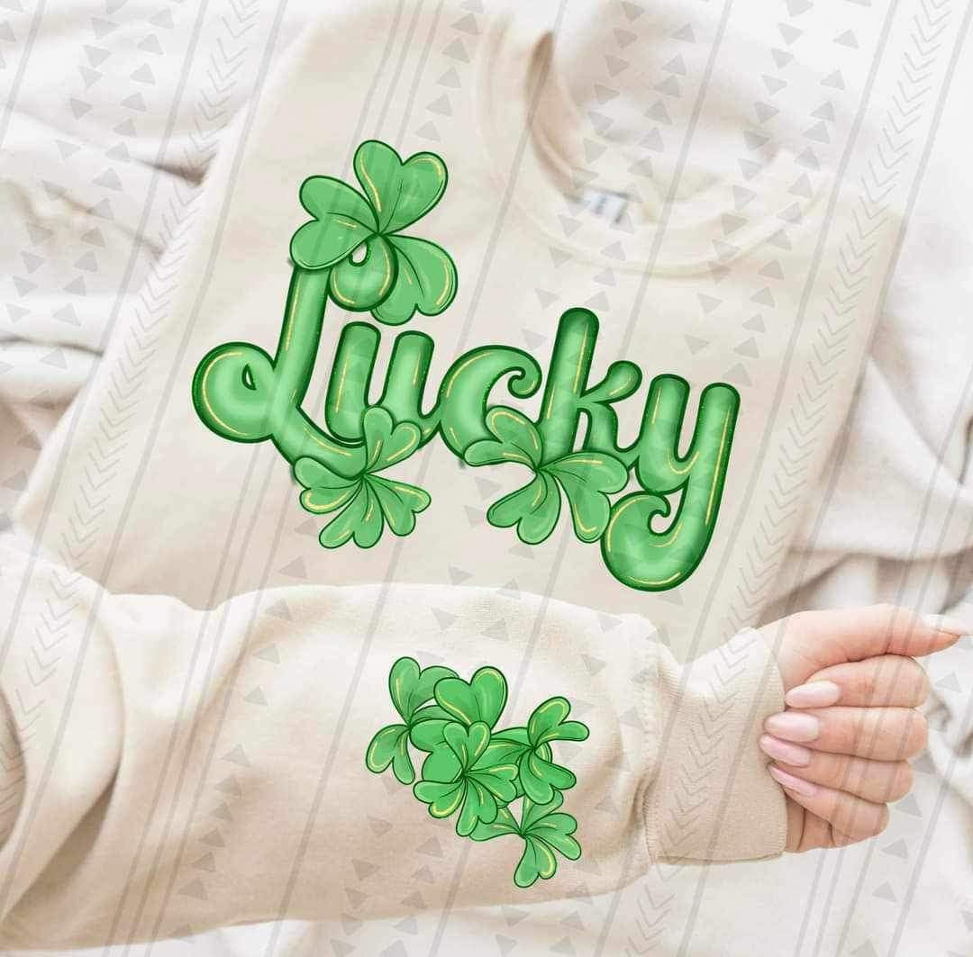 Lucky green with clovers FRONT 19112 DTF TRANSFERL