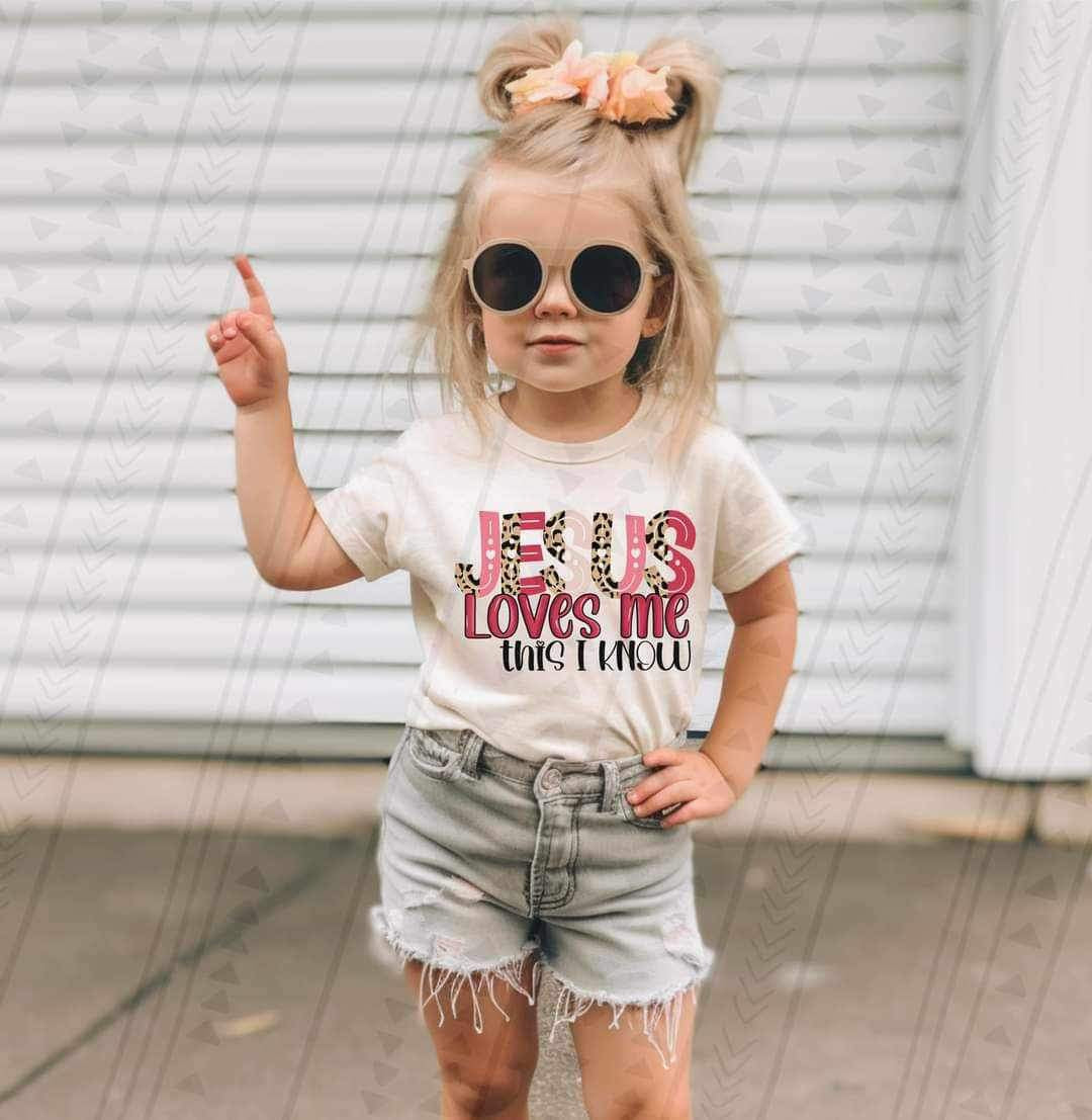 Jesus loves me this i know pink and leopard 19111 DTF TRANSFERL