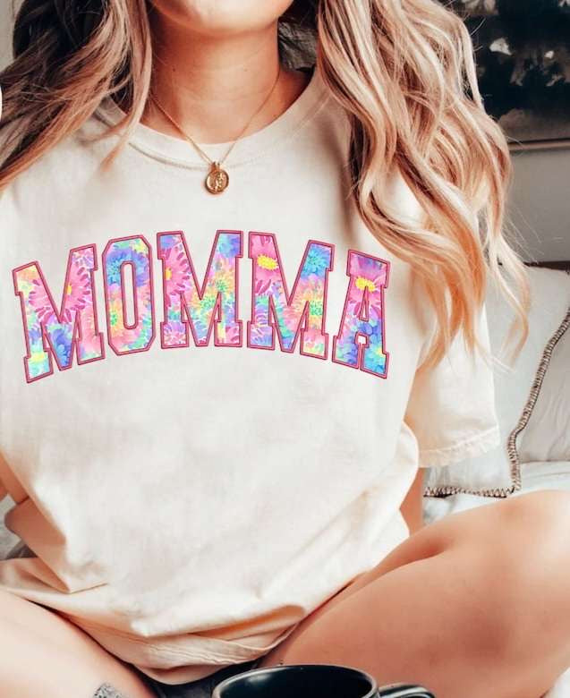 Momma floral tie dye 27524 DTF transfer