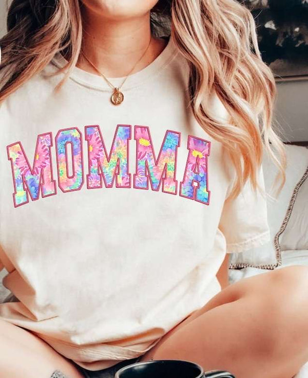 Momma floral tie dye 27524 DTF transfer